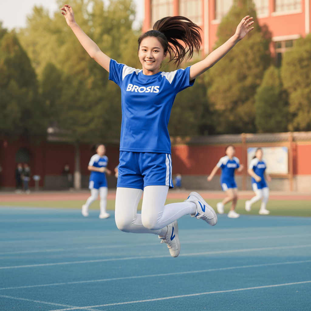Student in BROSIS sporty uniform during school physical activity